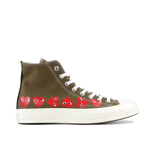 CONVERSE CHUCK TAYLOR ALL-STAR 70 HI X COMME DES GARÇONS PLAY MULTI-HEART GREEN