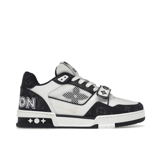 LOUIS VUITTON LV TRAINER VELCRO STRAP DENIM MONOGRAM BLACK WHITE