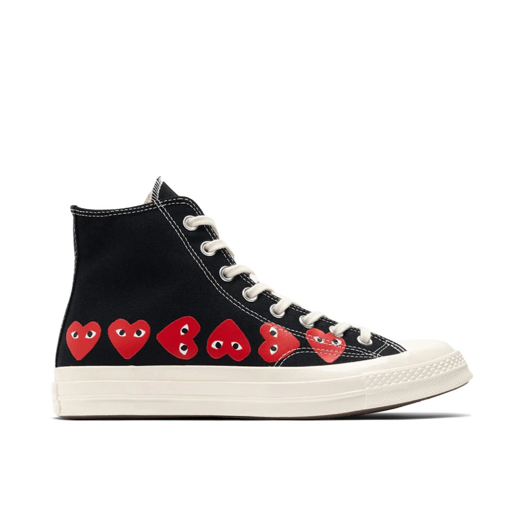 CONVERSE CHUCK TAYLOR ALL STAR 70 HI COMME DES GARCONS PLAY MULTI-HEART BLACK